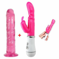 Kit Vibrador Rabbit + Consolo em Silicone Super Macio