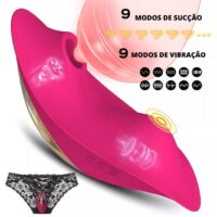 Calcinha Vibratória com Controle Remoto a Distância, Sugador e Vibrador de Clitóris - Rose